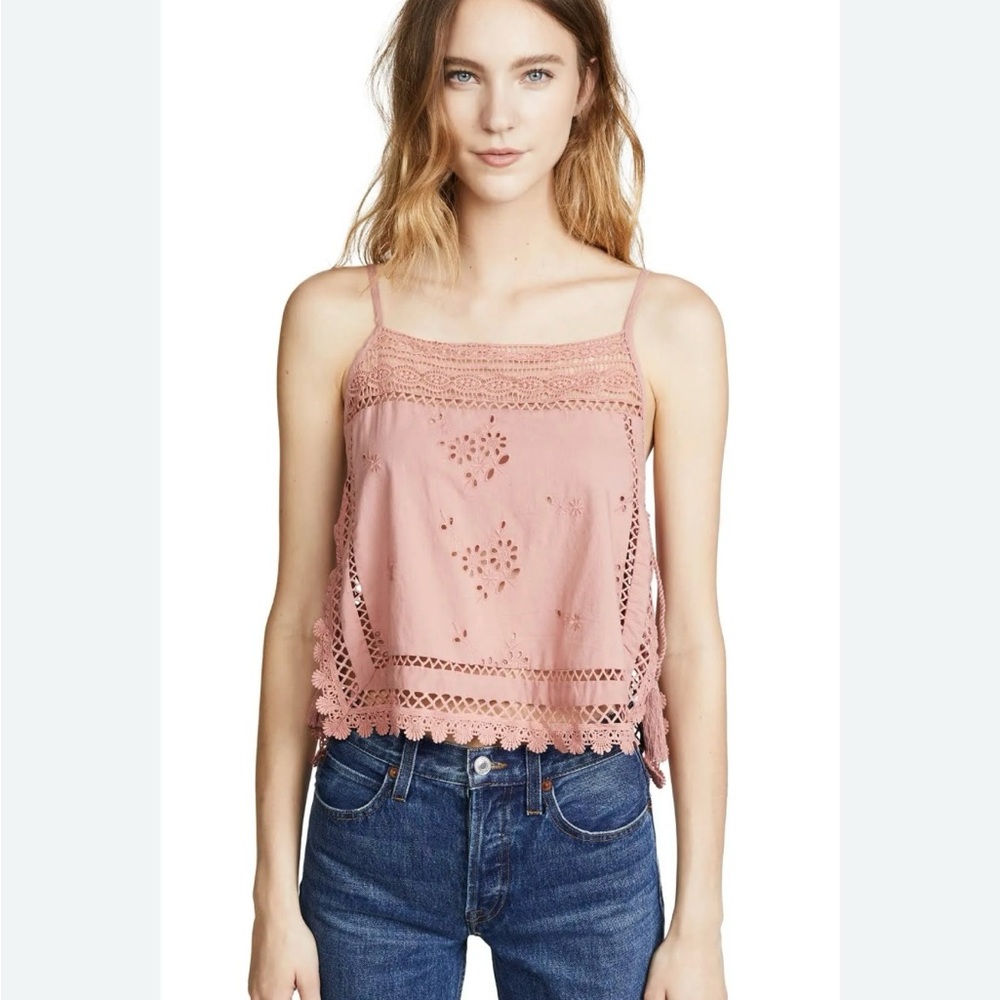 FREE PEOPLE Lace Trim Sleeveless Top